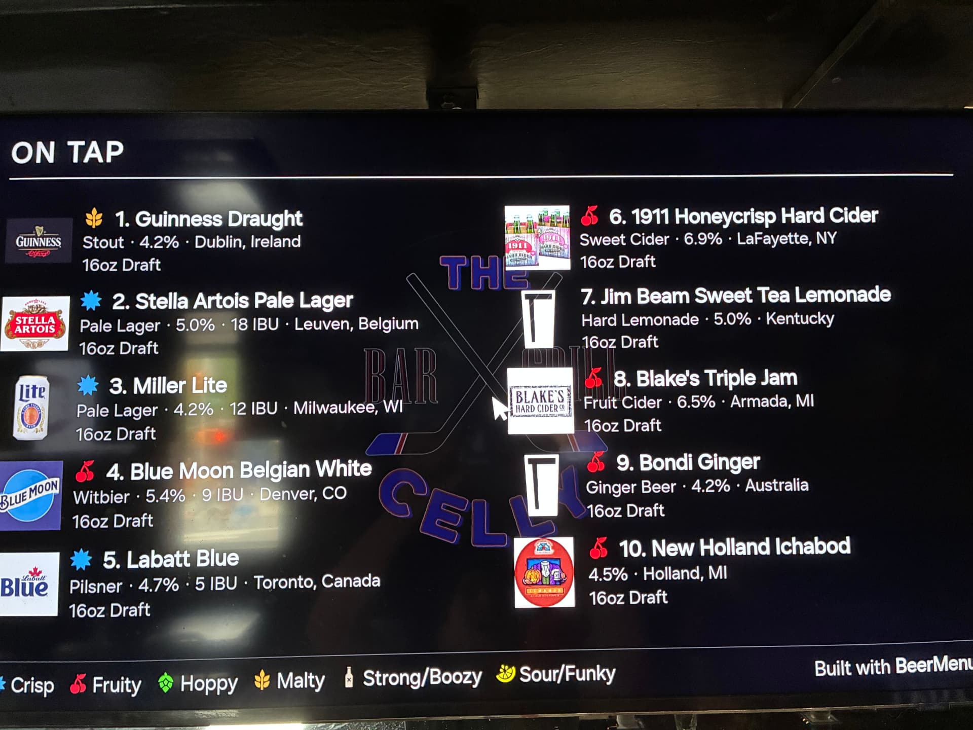 The On Tap board listing all ten drafts