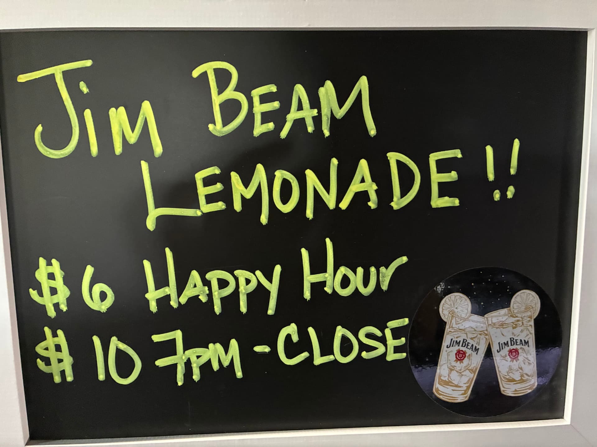 The Jim Beam Sweet Tea Lemonade special board